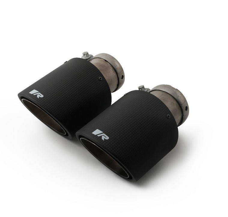 Endrohr-Set li/re je 1 Carbon-Endrohr Ø 102 mm schräg, Innenaufbau Titan, mit einstellbarem Kugelans