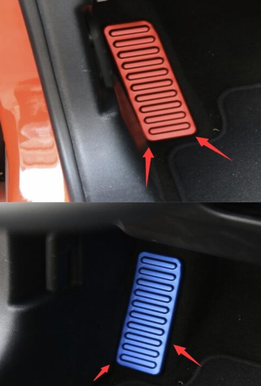 Linke Pedalablage in Rot, Silber, Blau