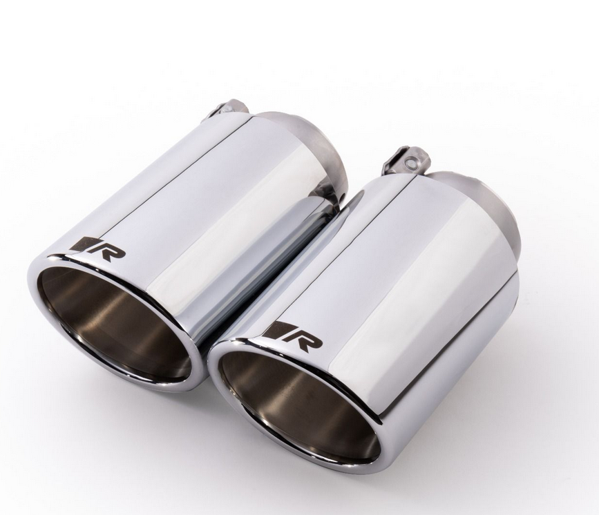 Endrohr-Set li/re je 1 Endrohr Ø 102 mm schräg, verchromt, mit einstellbarem Kugelanschluss